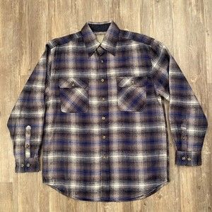 NK Ranch Western Multicolor Long Sleeve Plaid Button Acrylic Flannel Cozy Size M